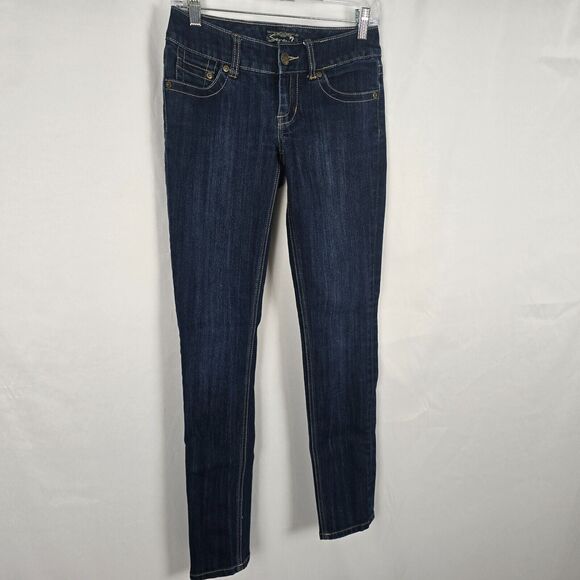 Seven7 Jeans Women's 25 Blue Dark Wash Skinny Embordered S Back Pocket - Picture 16 of 16